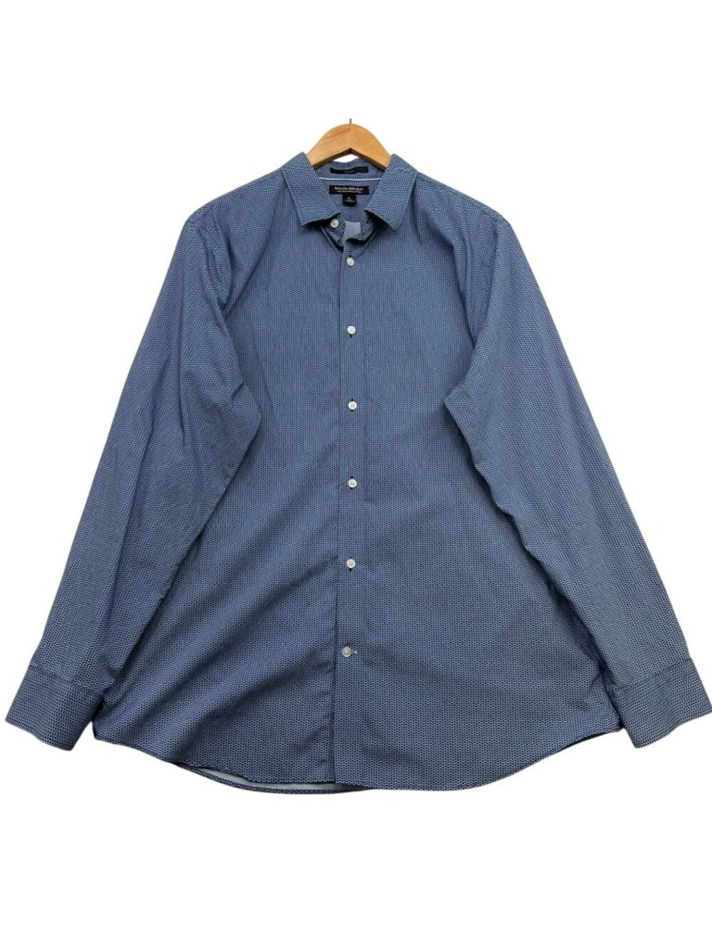 Banana Republic Mens Slim Fit Non-Iron Button Up Shirt XL Blue Geometric Cotton